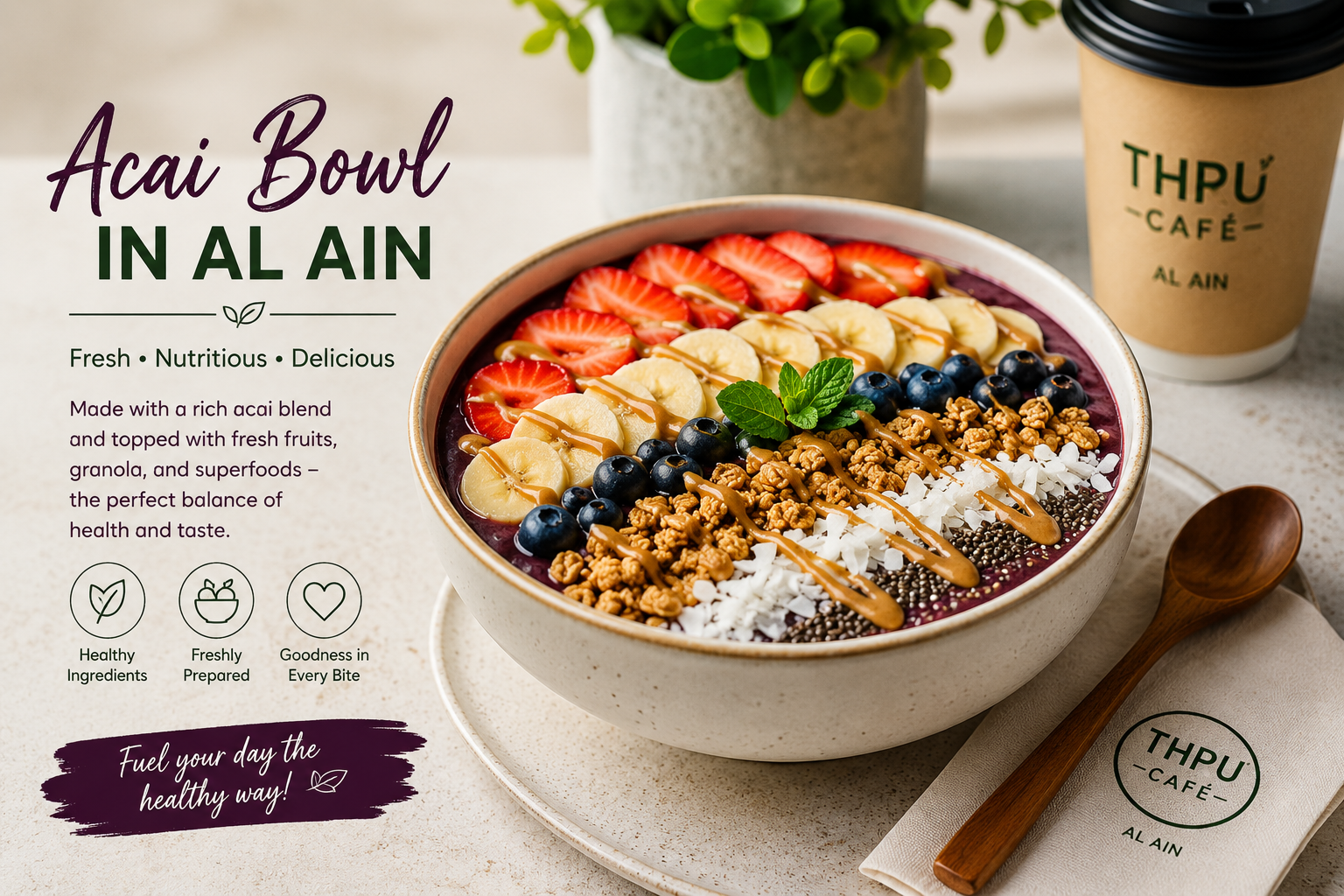 acai bowl in al ain from the best cafe in al ain, thrucafe